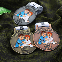 Médaille pour enfants 3 couleurs, récompense amusante, double face, Judo Jiu Jitsu, émail, dessin animé, médailles sportives 3D pour enfant avec ruban