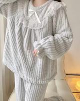 Nouvel ensemble de pyjama en velours corail et dentelle style princesse pour femme 2025 – Collection automne-hiver épaissie et douce pour la maison