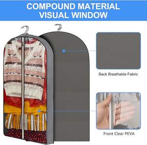 Housse de protection anti-poussière en PEVA transparente, scellée sous vide, non tissée, avec fermeture éclair, anti-mites, pour placard, voyage, vêtements suspendus, robe - Product Image 3