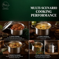 Casserole en acier inoxydable 304 avec couvercle entièrement en acier, base composite 3 plis, finition brossée, 18/20/22/24 cm, induction et cuisson domestique