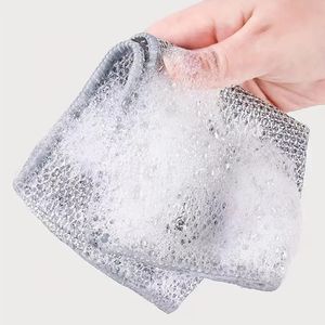 Trapos para lavar platos de alambre multiusos de microfibra, paño de fregado cuadrado húmedo/Seco antiarañazos para lavar platos - Product Image 5