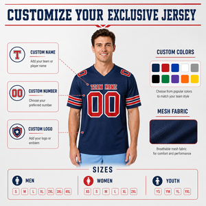 <span class=keywords><strong>Camiseta</strong></span> de Fútbol Americano Personalizada con Sublimación, Camisetas de Fútbol para Hombre, Uniformes de Fanáticos Transpirables de Malla de Secado Rápido - Product Image 2