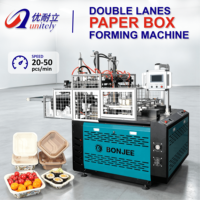 Machine à boîtes en carton double voie de haute qualité, 20 à 50 pièces/minute, 340x340mm, pour ligne de fabrication de boîtes à sushi et salades jetables