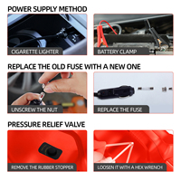 Kit de Gato Hidráulico Eléctrico para Coche 12V 5T 3 en 1 con Llave de Impacto, Bomba de Neumáticos, LED y Elevador Analógico de 36cm para Reparación en Carretera de SUVs, Certificación CE