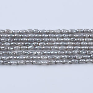 Promotion Handmade Rice Shaped 3-4mm Freshwater Pearls White Gray DIY Necklace <b>Bracelet</b> Earrings <b>Beads</b> <b>for</b> Jewelry Making - Product Image 3