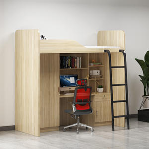 Прочная Экологически чистая Современная дизайнерская металлическая двухъярусная кровать, односпальная верхняя кровать, нижний стол, спальная квартира, отель, Школьное офисное здание - Product Image 1