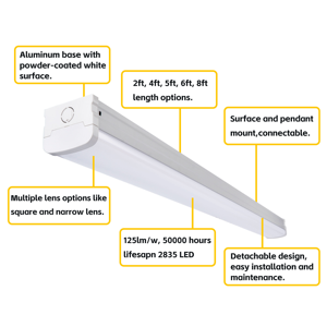 Adjustable Power CCT Linear Trunking System Hanging 4FT 40W <b>Led</b> Batten Light Self Lock Installation Suspending <b>Led</b> Shop Lamp - Product Image 5