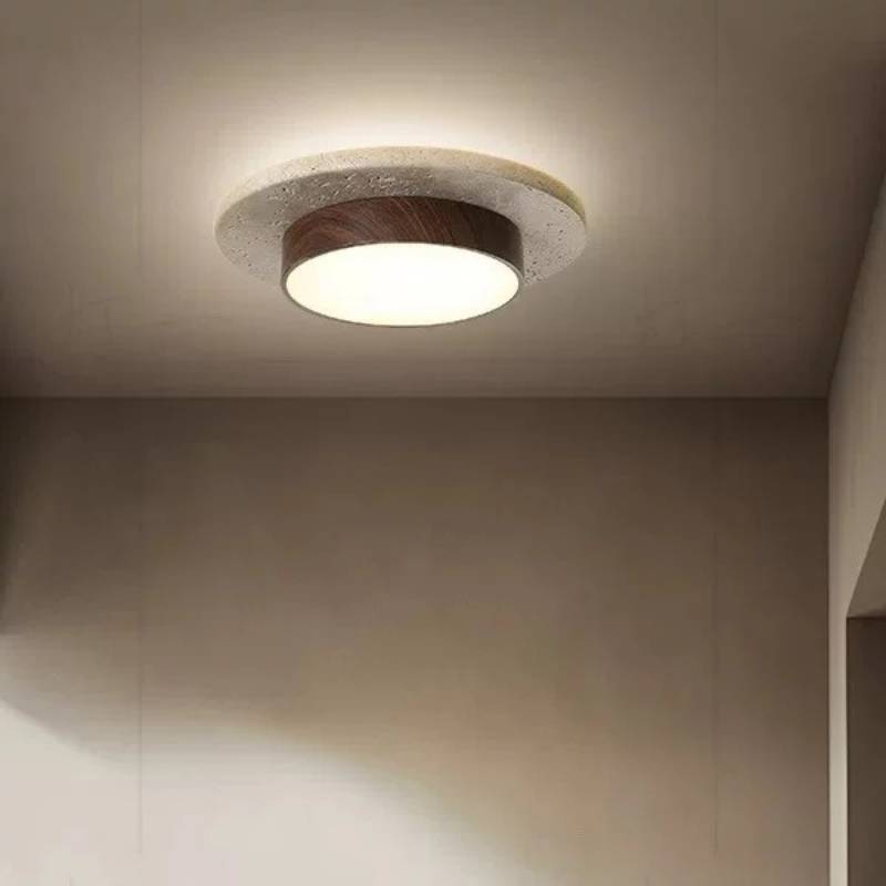Wabi-Sabi Cave Stone Round Ceiling Lights Yellow Travertine Ceiling Lamp for Balcony Corridors Livingroom Indoor Lights · image 1