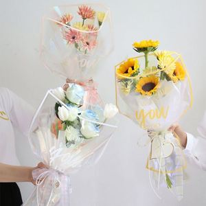Fournitures d'emballage pour fleuristes en gros, étui imperméable de forme spéciale pour plusieurs tiges de fleurs, cadre simple, sac d'emballage pour bouquet frais - Product Image 4