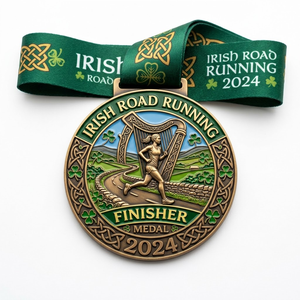 Medallón de finalista de maratón inspirado en Phoenix Park, medalla 3D personalizada para carreras de carretera en Irlanda con cinta. - Product Image 2