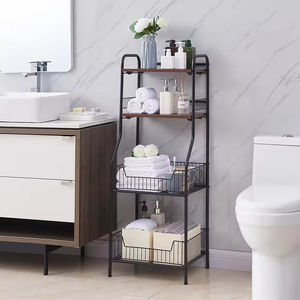 욕실 3 층 목재 및 스테인레스 스틸 선반 트롤리 유틸리티 스토리지 롤링 카트 4 륜 주방 트롤리 - Product Image 6