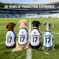 Vêtements pour animaux de compagnie avec imprimé équipe nationale de football, personnalisables (numéro et taille), pour la marche en extérieur, vente en gros OEM ODM