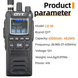Radio QYT CB, Walkie Talkie AM/FM CB-58 radio portátil superventas comercial Citizen Band 40 canales de banda dual Radio bidireccional - Product Image 2