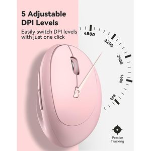 Ratón Vertical Ergonómico Tecknet, 4800 DPI, Inalámbrico, 6 Botones Programables, 2.4G, Silencioso, Cable Tipo-C para Oficina y Juegos - Product Image 3