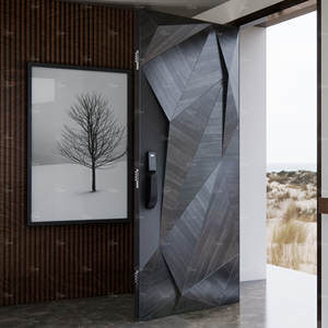 Porte d'<span class=keywords><strong>Ingresso</strong></span> per Villa di Produzione Industriale, Porta Moderna di Lusso per Villa, Porta d'<span class=keywords><strong>Ingresso</strong></span> Pivotante in Alluminio Pressofuso di Lusso con Vetrate Laterali - Product Image 5