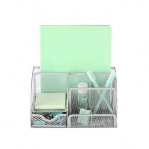 Metal Mesh Desk Organizer Multifunctional Desktop 6 Compartments and 1 Drawer Eco-Friendly Office Supplies <b>Holder</b> - Product Image 2