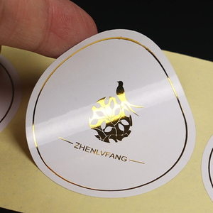 Stiker Label perekat tahan lama perak emas Foil kustom tahan air UV cap panas cetak vinil potongan kemasan Label Gulung - Product Image 2