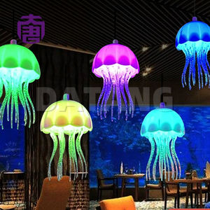 Lampe suspendue en forme de méduse aux couleurs RVB, luminaire décoratif pour Noël et Halloween, lustre de bar, lumières à fibres optiques - Product Image 2
