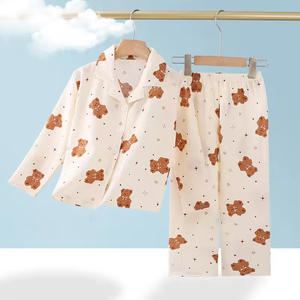 Conjunto de Pijama de Algodão de Manga Longa para Meninos e Meninas, Roupas de Primavera Respiráveis por Atacado - Product Image 3