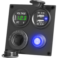 Panel Saklar Mobil 12V 24V Voltmeter Digital Pengisi Daya USB Soket Pemantik Rokok Saklar Toggle ON-OFF untuk RV Kapal Truk
