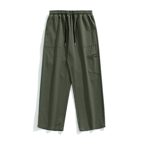 Pantalons de randonnée décontractés pour hommes en coton tricoté respirant à taille mi-haute, jambes larges, double poche cargo, vente en gros - Product Image 4