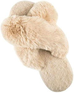 Cross Strap Open Toe Home Warm Women Fashion Cozy Plush Faux Fur Fuzzy Cozy Fluffy <strong>slippers</strong> - Product Image 6