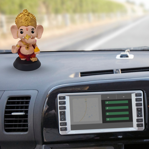 Idole de Ganesha Peinte à la Main, Finition Naturelle, Objet Décoratif Spirituel pour la Maison, le Temple, le Bureau, le Tableau de Bord de Voiture et Cadeau - Product Image 1