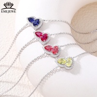 Bracelet chaîne en argent S925 EMEJEWE avec saphir coloré, pierre précieuse ovale sertie griffe, bijou romantique pour soirée