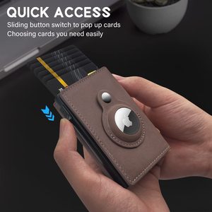 Portefeuille pour homme vintage en cuir PU avec fermeture magnétique, compartiment pour AirTag, <span class=keywords><strong>porte</strong></span>-cartes intelligent en aluminium - Product Image 3