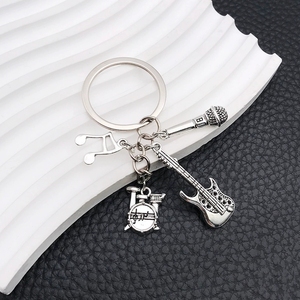 Wholesale Alloy Musical Instrument <b>Charm</b> Guitar Drum Kit Microphone Music Note Shape Keychain For Music Lover Souvenir <b>Keyring</b> - Product Image 2