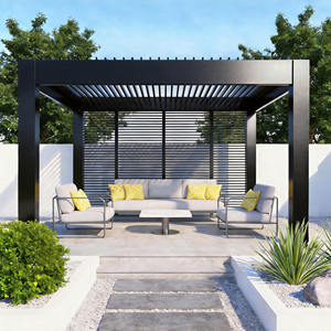 RKove SModern Aluminum Pergola Black Powder Coated Rectangular Outdoor Backyard Gazebo with Retractable Screen Cover - Product Image 6