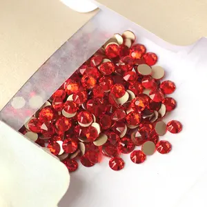 YANRUO Light Siam 2088 perle di vetro rosso strass di cristallo strass di vetro sfuso posteriore piatta per borse e borsette