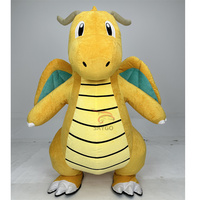 Costume de mascotte gonflable Dragonite, personnage de dessin animé japonais, dinosaure volant jaune en peluche