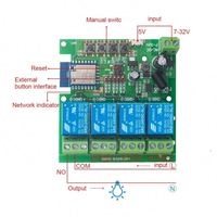 Tuya 4CH Modul Sakelar Relay Rumah Pintar 12V/24V/32V/110V/220V 10A Radio APP Remote Control 4 Saluran untuk Otomatisasi Rumah
