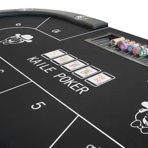 Table de poker professionnel personnalisé blackjack 10 siège 94 pouces qualité casino ovale mesa avec porte-gobelet et porte-gobelet pour jeu