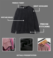 Sweat-shirt unisexe 400 GSM en molleton épais délavé avec col boutonné, teint pigmentaire, en French Terry, logo personnalisé brodé pour le printemps