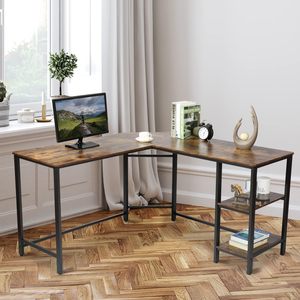 Bureau d'angle gain de place avec rangement pour livres, idéal pour le travail et l'étude, bureau d'ordinateur en forme de L pour le bureau à domicile - Product Image 5