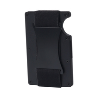 Portefeuille de carte de crédit en métal de haute qualité porte-carte en alliage d'aluminium avec sangle élastique en espèces blocage RFID mince peut contenir 20 cartes