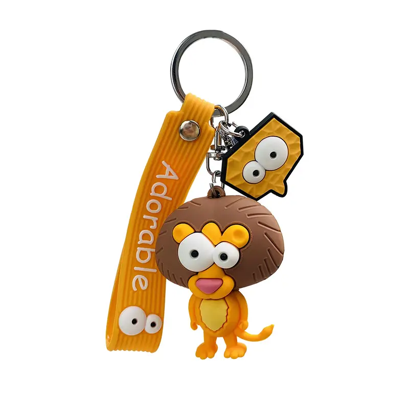 Cute Funny Ugly Cartoon 3D Doll Animal Decoration Charm Pendant Blow Eyes Lion Giraffe Elephant Ostrich Bull Leopard Keychain