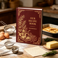 Livre de recettes familial personnalisé A5, couverture rigide, livre de cuisine imprimé, journal de cuisine personnalisé