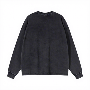 เสื้อไหมพรมคอกลมแขนยาวทรงโอเวอร์ไซส์ สีพื้น ผ้าฝ้าย 100% สำหรับผู้ชาย ใส่ได้ในฤดูใบไม้ร่วง ทรงปกติ - Product Image 2