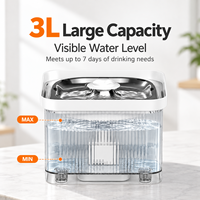 Fontaine à eau automatique pour chats et chiens, 3W, sans fil, avec pompe, bol en acier inoxydable, certifiée CE FCC RoHS, OEM ODM