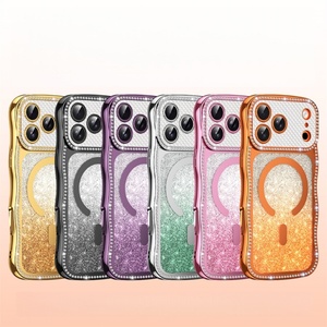 Funda de Teléfono Móvil de Acrílico y TPU con Diseño de Onda Grande Estilo Diamante Brillante para iPhone 17 16e 11 12 13 14 15 Pro Max - Product Image 1