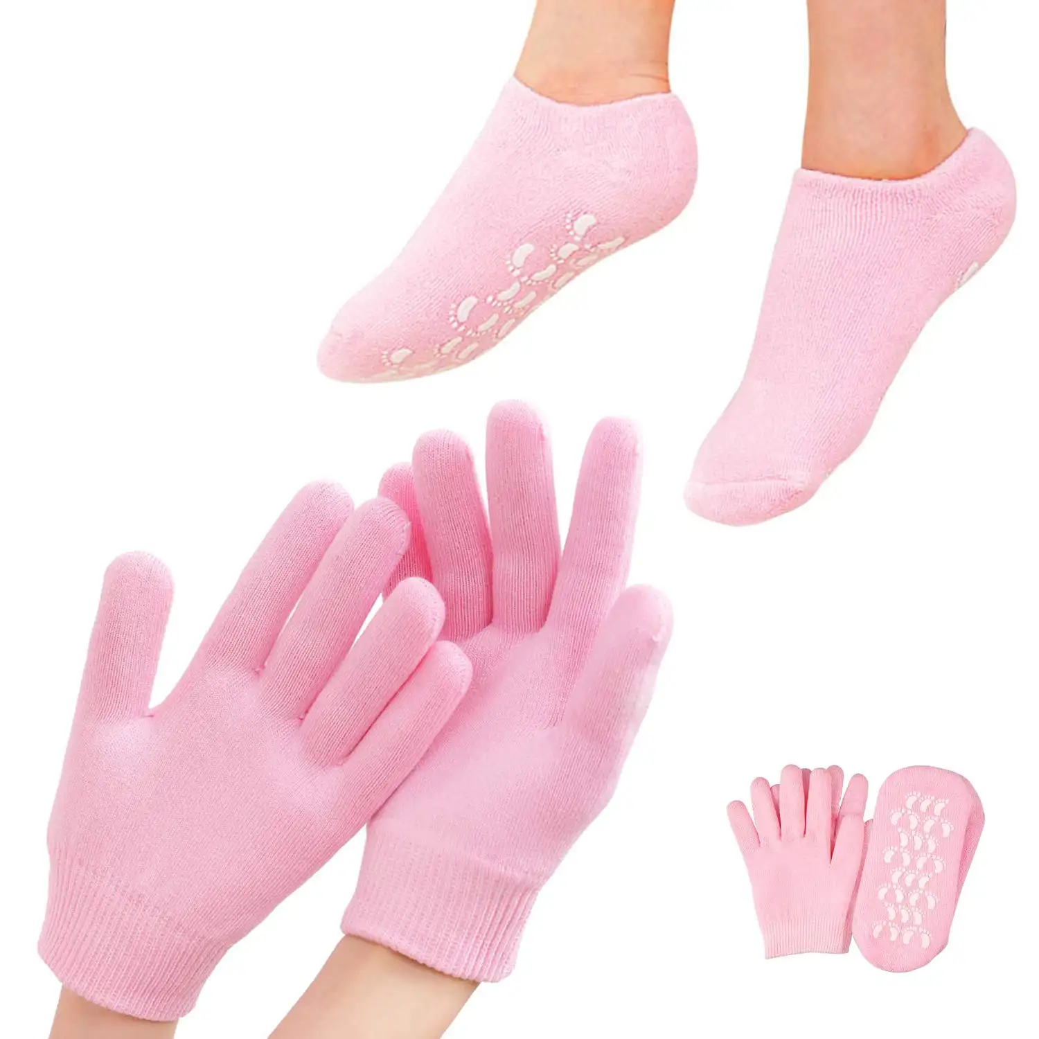 Traitement hydratant réparateur des pieds secs personnalisé Chaussettes de soins de la peau en gel au talon fissuré et gants de beauté pour spa