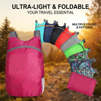 Tas Ransel Lipat Tahan Air Ringan dengan Resleting, Kapasitas Besar, untuk Perjalanan, Gym, Kasual, Fashion, Penyimpanan Mudah, Penggunaan Luar Ruangan