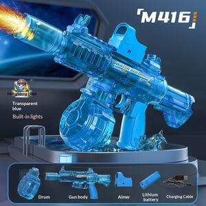 Pistola ad Acqua Elettrica M416 in Plastica con Luci, Getto ad Alta Pressione e Sparo Automatico per Bambini - Product Image 5