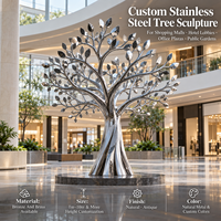 Sculpture d'arbre personnalisée en acier inoxydable, poli miroir, art moderne, décoration durable pour hall d'hôtel, centre commercial, jardin, aménagement paysager
