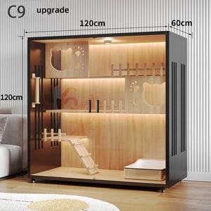 USMILEPET-Recinto para gatos grande de <span class=keywords><strong>madera</strong></span> con ruedas, Casa con varias características para interior - Product Image 6