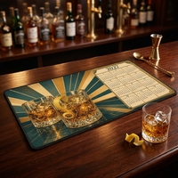 Vintage Bar Mat Retro Bar Runner Spill Resistant Bar Mat Calendar Print Bar Counter Rug