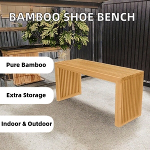 Banc de rangement à chaussures en bambou pour entrée, mobilier de salon d'hôtel, intérieur/extérieur, design moderne et transitoire, chambre à coucher, vente en gros - Product Image 2